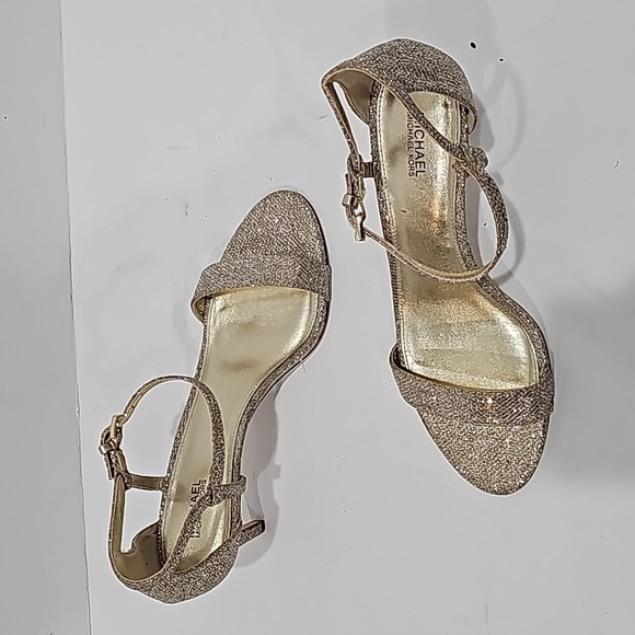 Michael Kors gold glitter high heels sandles size 9.5 party evening - Picture 4 of 14